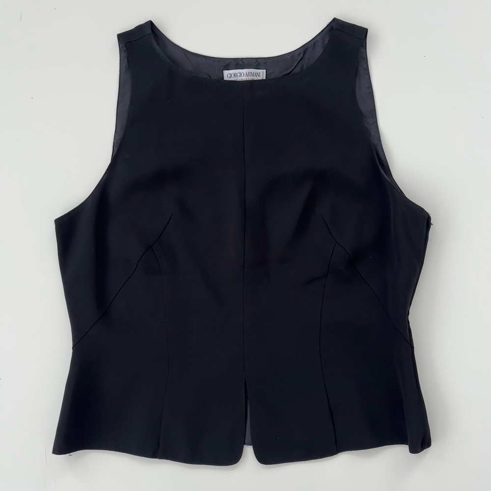 Vintage Giorgio Armani Le Collezioni Women's Sleeveless Silk Top BLACK Size 12
